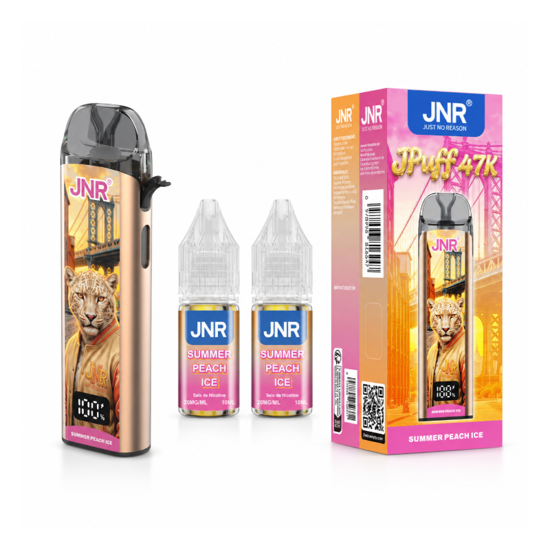 Zestaw Puff JNR JPuff 47K Summer Peach Ice 20mg + 2 Liquidy Salt 10ml | BigVapoteur
