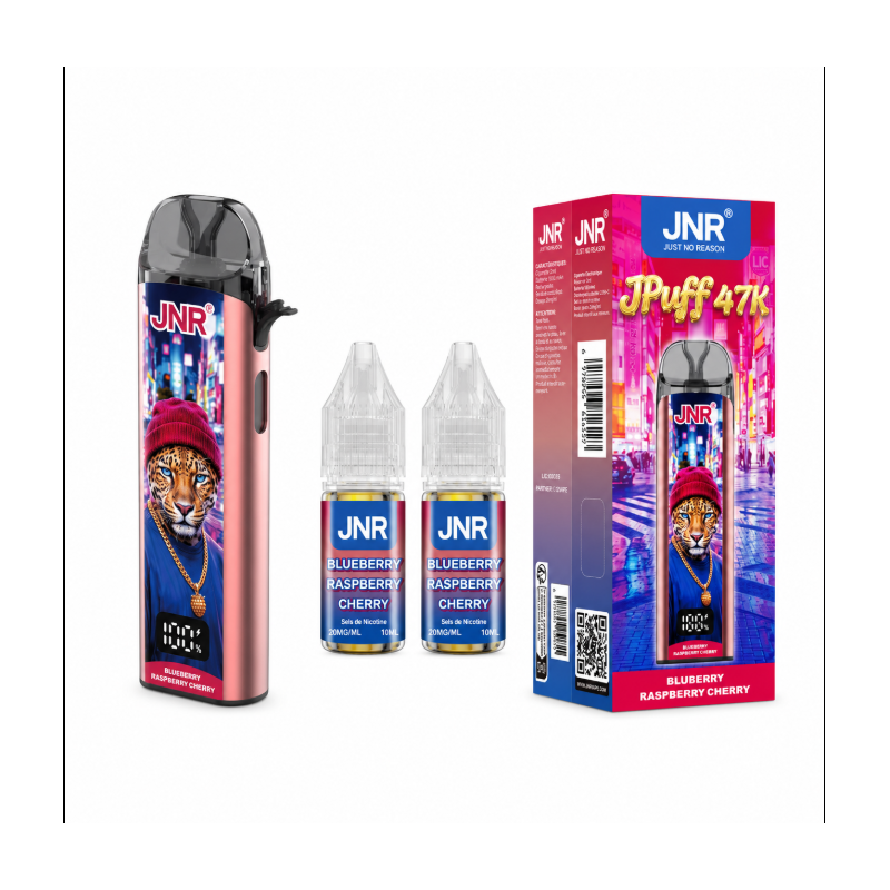 Zestaw Puff JNR JPuff 47K Blueberry Raspberry Cherry 20mg + 2 Liquidy Salt 10ml | BigVapoteur