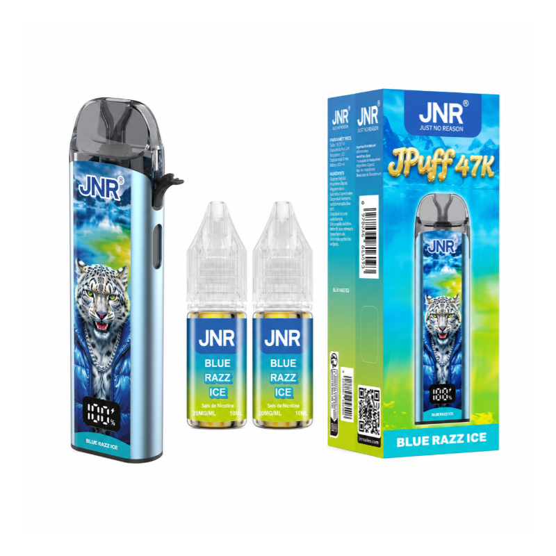 Zestaw Puff JNR JPuff 47K Blue Razz Ice 20mg + 2 Liquidy Salt 10ml | BigVapoteur
