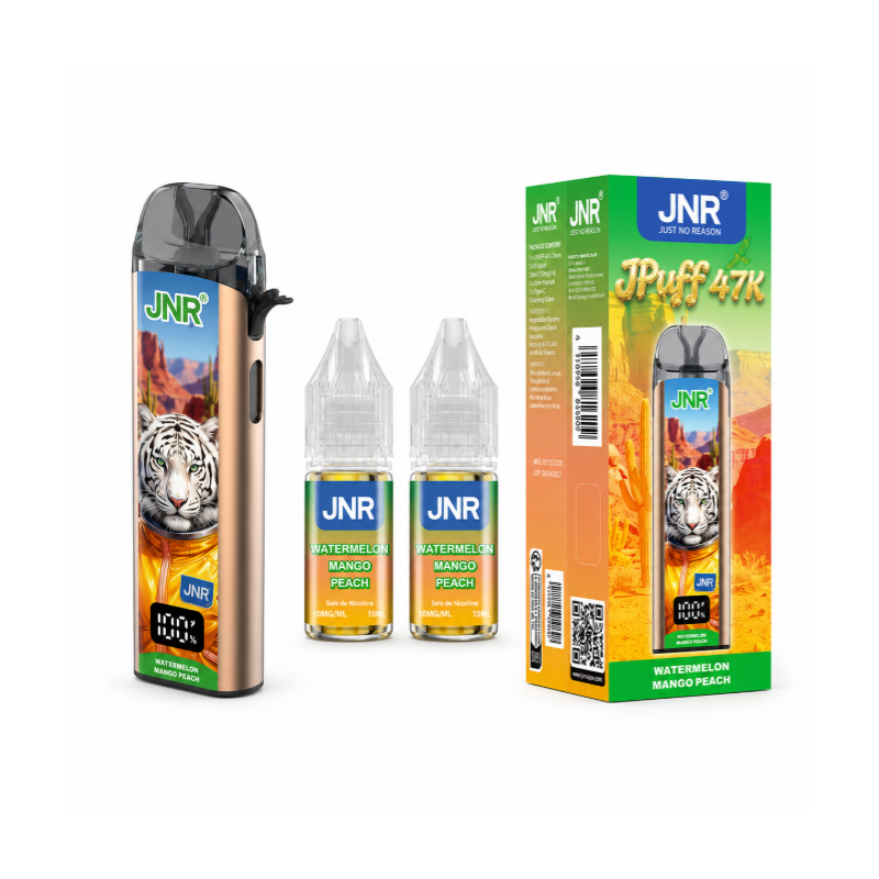 JNR JPuff 47K Watermelon Mango Peach 20mg Puff Kit + 2 Salt E-Liquids 10ml | BigVapoteur