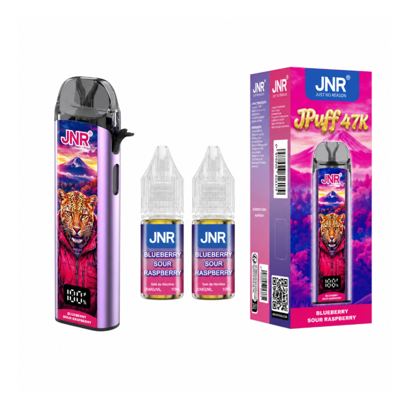 Zestaw Puff JNR JPuff 47K Blueberry Sour Raspberry 20mg + 2 Liquidy Salt 10ml | BigVapoteur