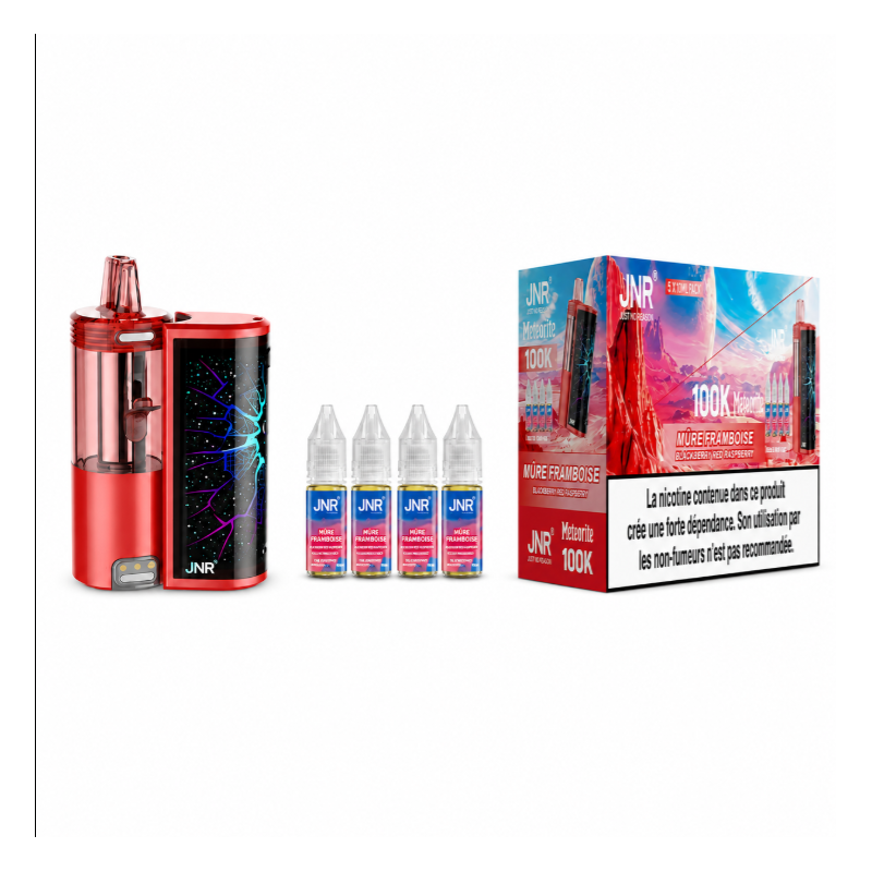 Zestaw Puff JNR Meteorite 100K Blackberry Red Raspberry 20mg + 4 Liquidy Salt 10ml | BigVapoteur