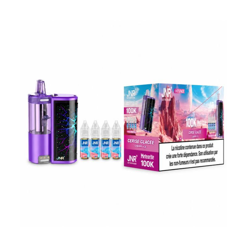 Kit Puff JNR Meteorite 100K Cherry Ice 20mg + 4 E-liquides 10ml | BigVapoteur