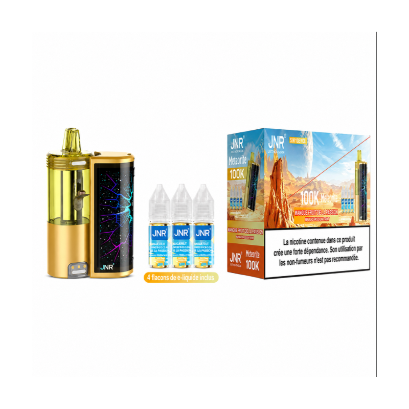 Zestaw Puff JNR Meteorite 100K Mango Passion Fruit 20mg + 4 Liquidy 10ml | BigVapoteur