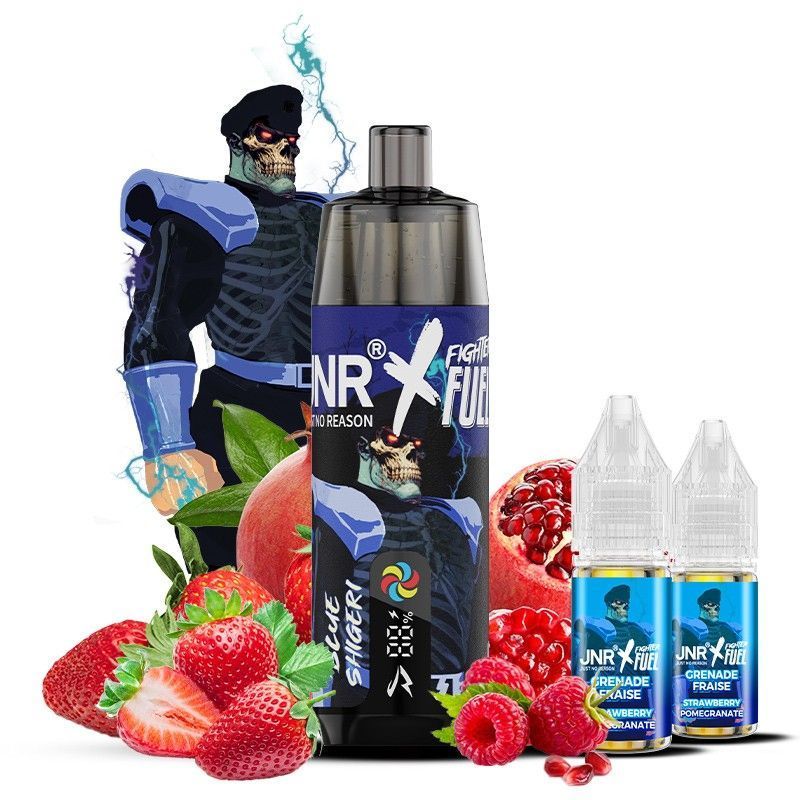 JNR x Fighter Fuel Shisha Plus 28K 20mg + 2 E-Liquids 10ml – Blue Shigeri Bigvapoteur