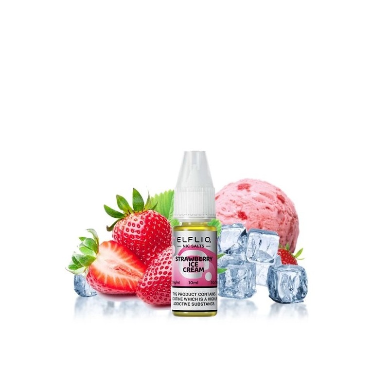 E-liquide ELFBAR ELFLIQ Salt - Crème Glacée à la Fraise (Fraise Givrée) 20mg 10ml | BigVapoteur