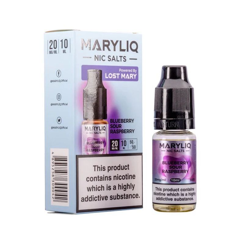 Liquid Maryliq Nic Salts 10ml - Framboise Acidulée aux Myrtilles 20mg | Bigvapoteur