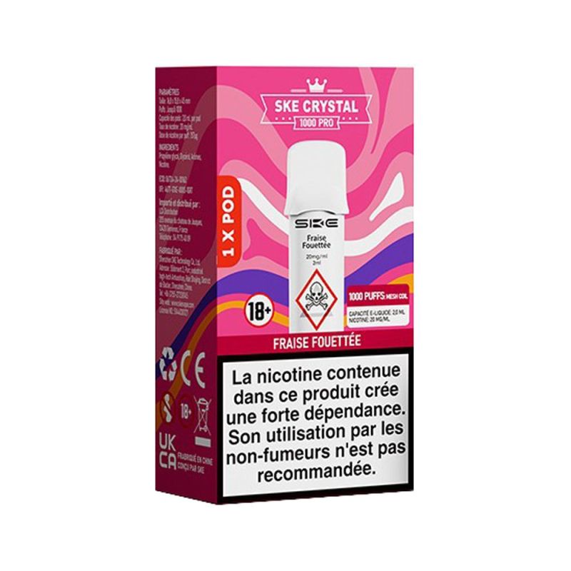 Wkład SKE Crystal Pro 1000 - Fraise Fouettée 20mg | BigVapoteur