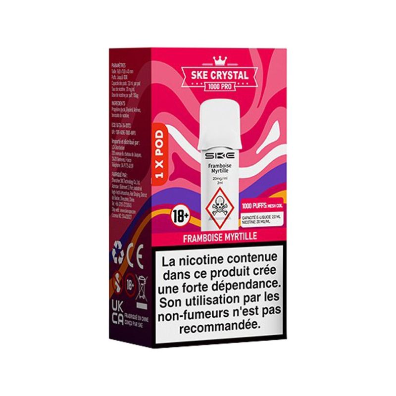 Cartouche SKE Crystal Pro 1000 - Framboise Myrtille 20mg | BigVapoteur