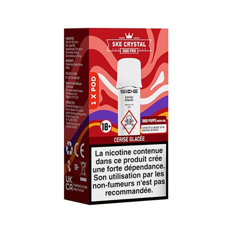 SKE Crystal Pro 1000 Cartridge - Iced Cherry 20mg | BigVapoteur